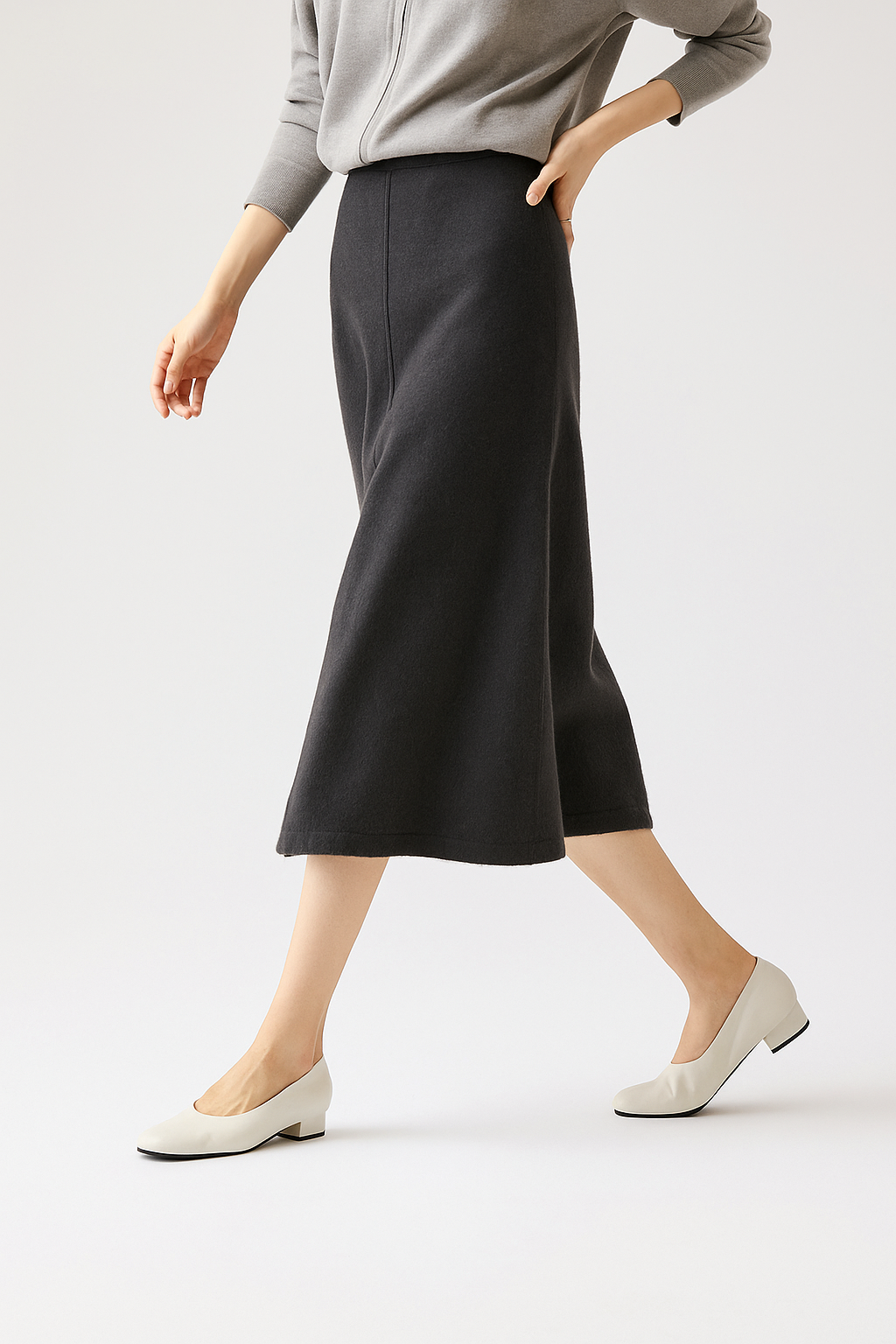 Ramona | Wool Knit Midi Skirt