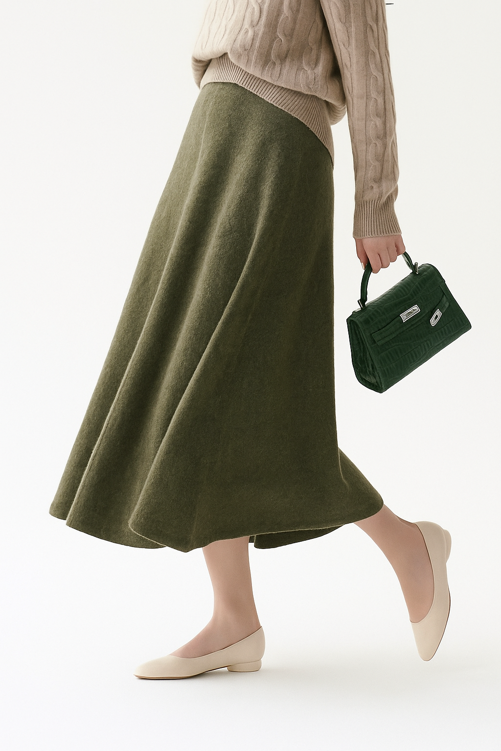 Ramona | Wool Knit Midi Skirt