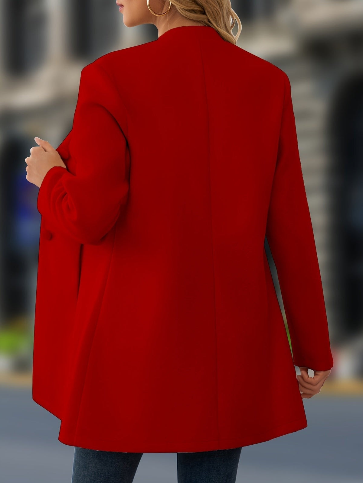 Stand-collar wool coat