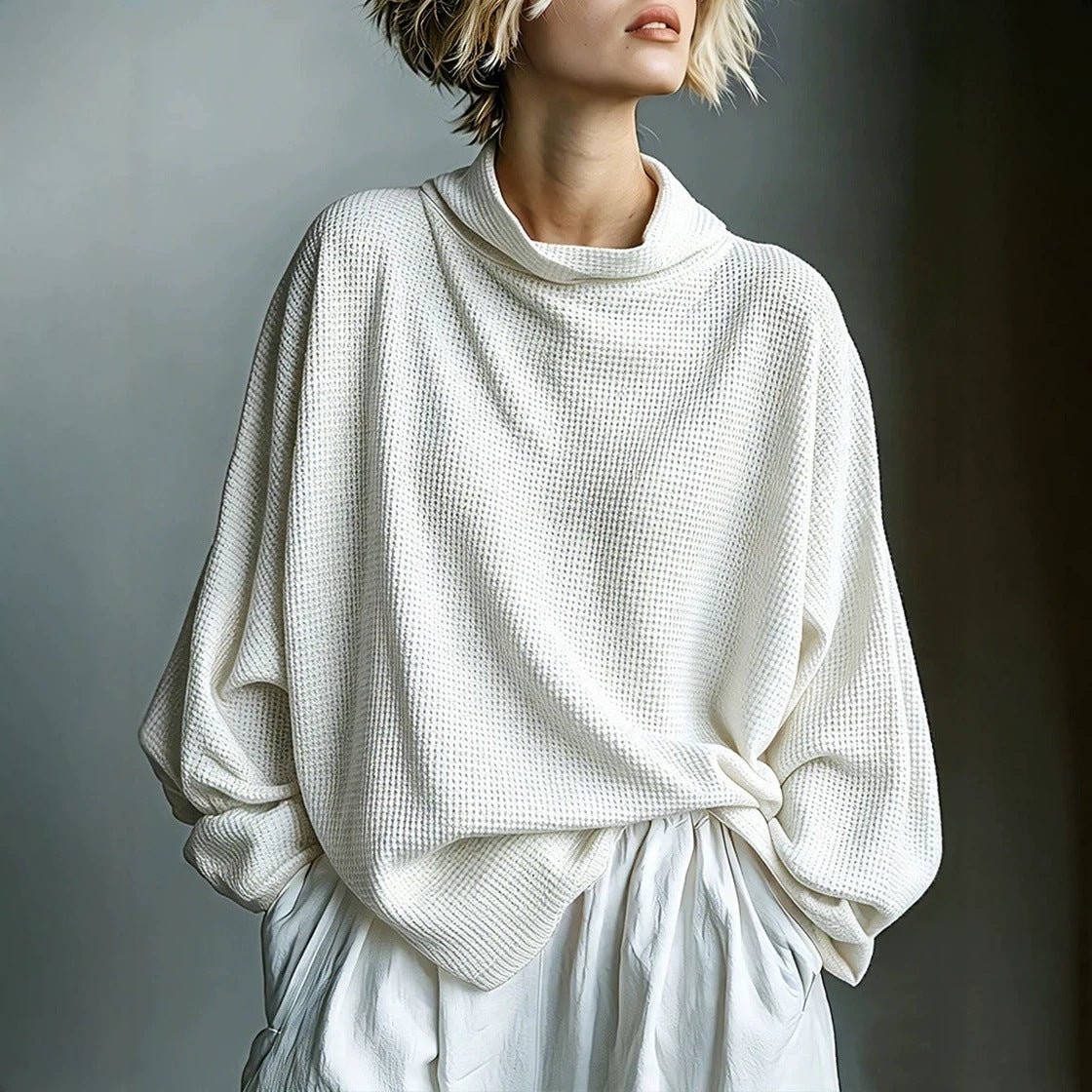 Roxane | Oversized Waffle Knit Cowl Neck Jumper