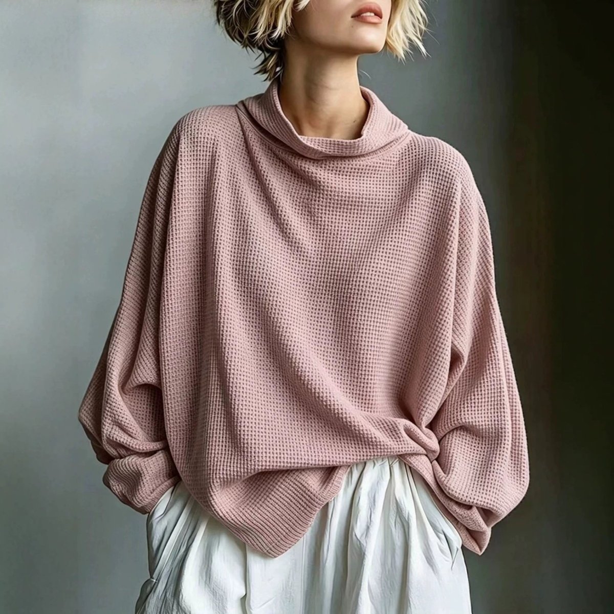 Roxane | Oversized Waffle Knit Cowl Neck Jumper