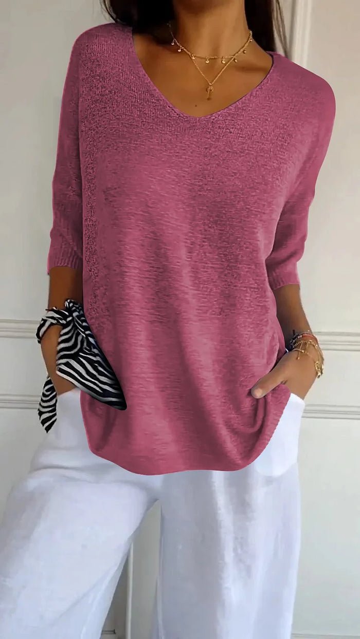 Rhoda | Relaxed V-Neck Knit Top