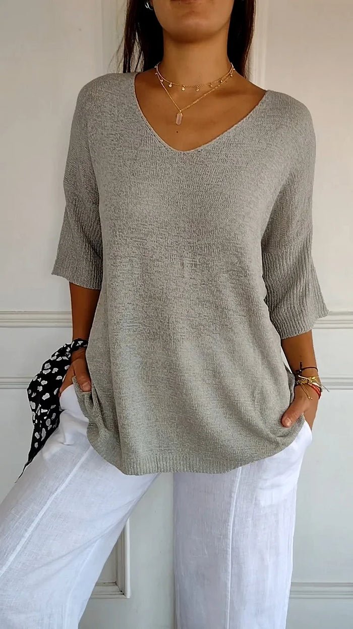 Rhoda | Relaxed V-Neck Knit Top