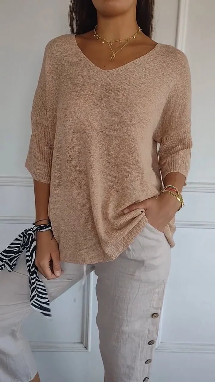 Rhoda | Relaxed V-Neck Knit Top