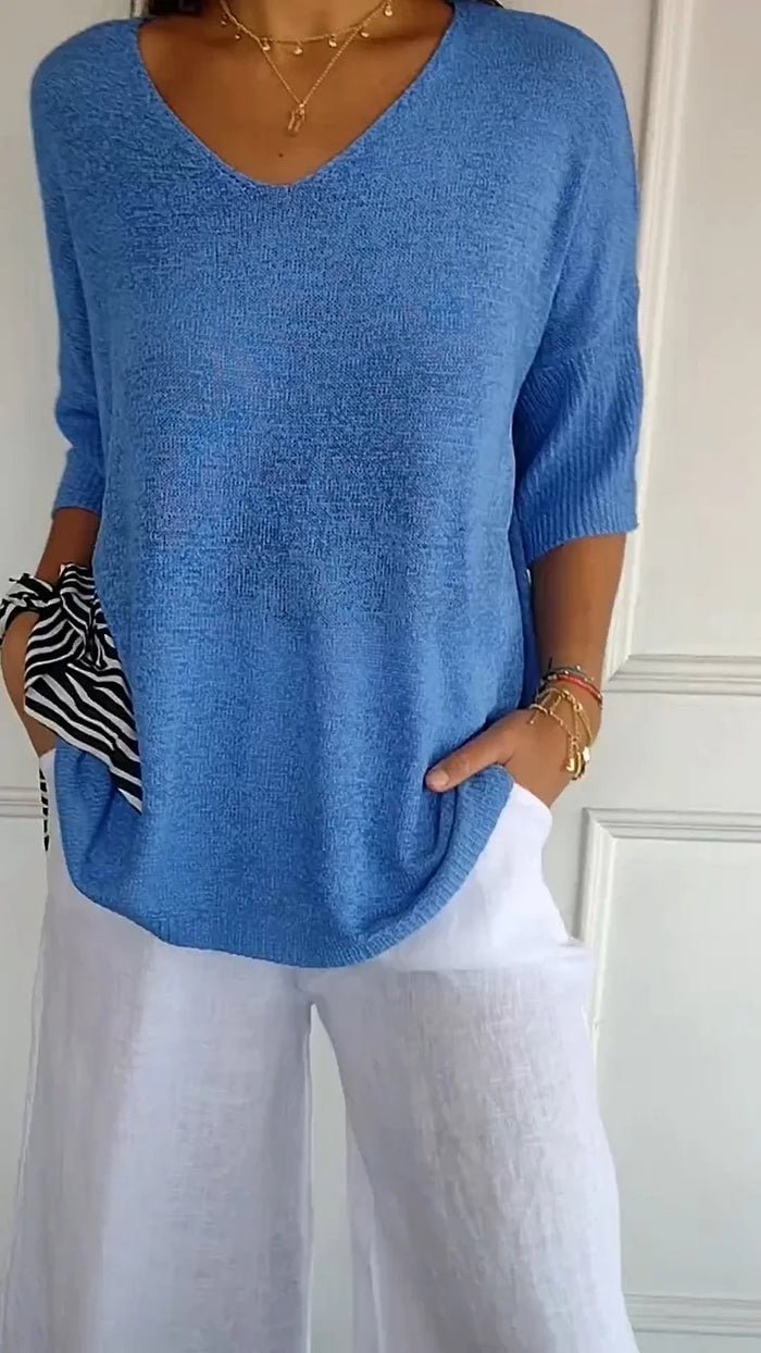 Rhoda | Relaxed V-Neck Knit Top