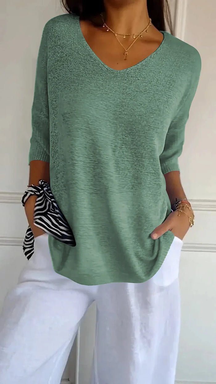 Rhoda | Relaxed V-Neck Knit Top