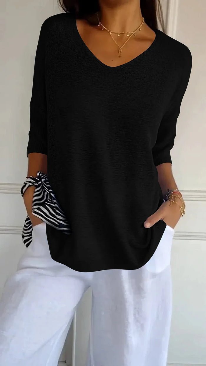 Rhoda | Relaxed V-Neck Knit Top