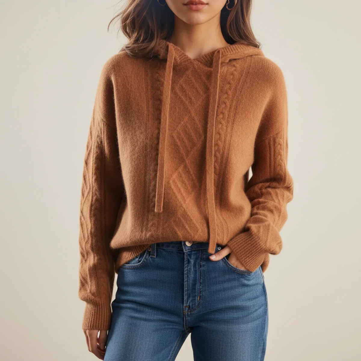 Nancy | Jersey con Capucha de Punto Trenzado