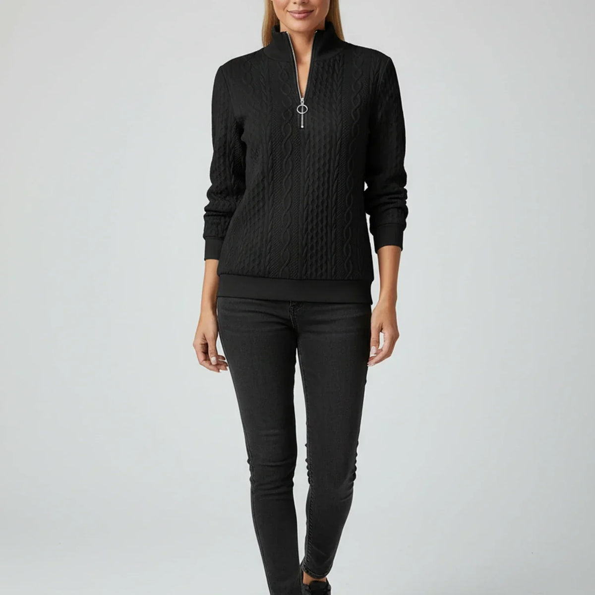 Maureen | Cable Knit Quarter-Zip Jumper