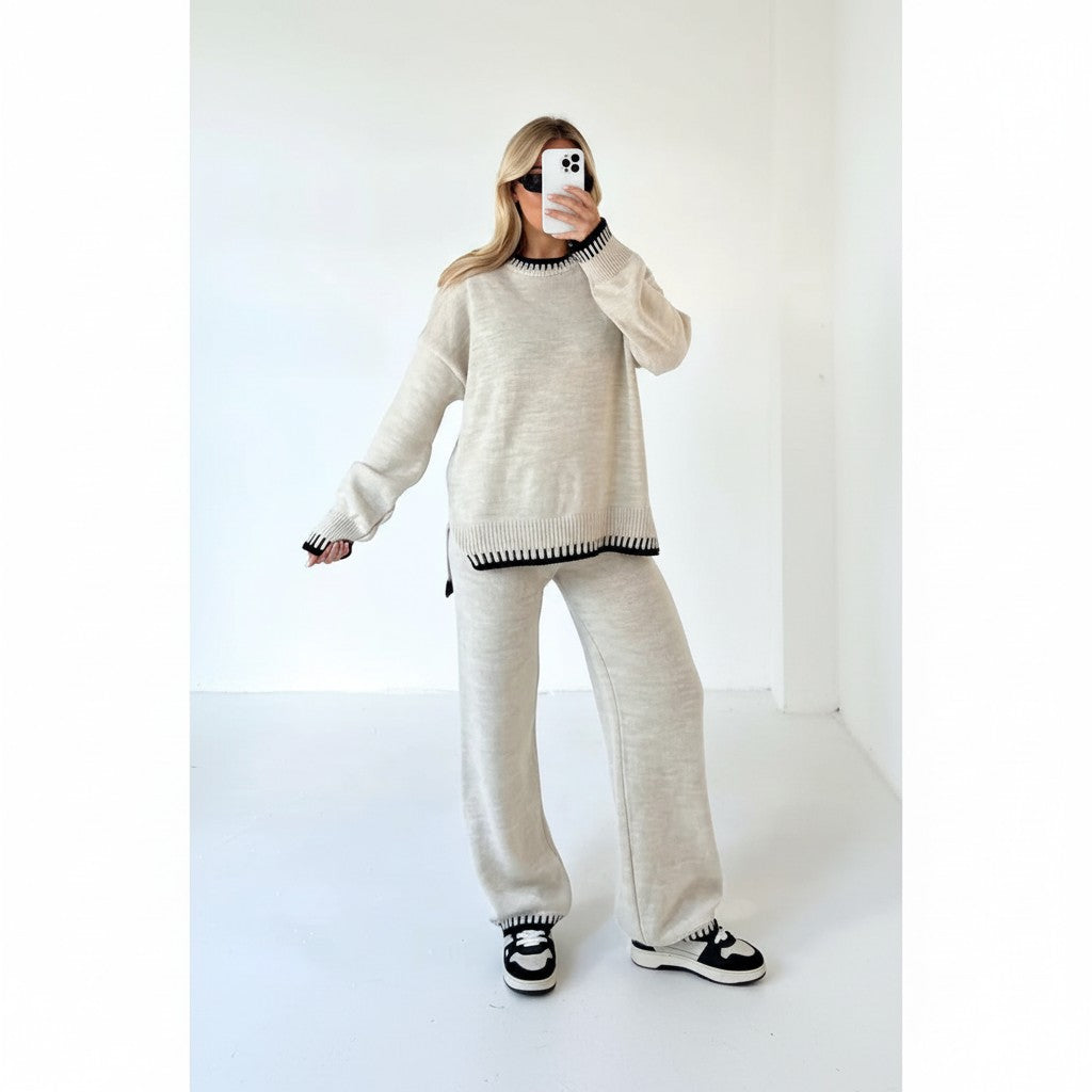 Wool mix knit jumper and trouser set