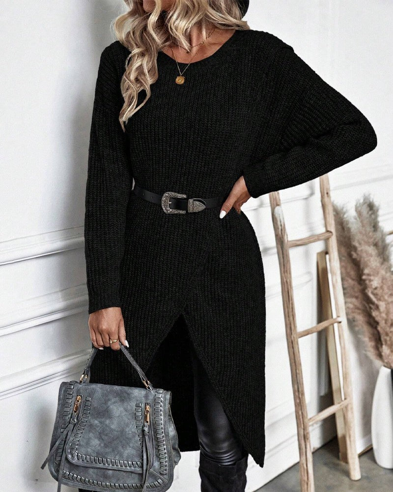Wool wrap front jumper dress