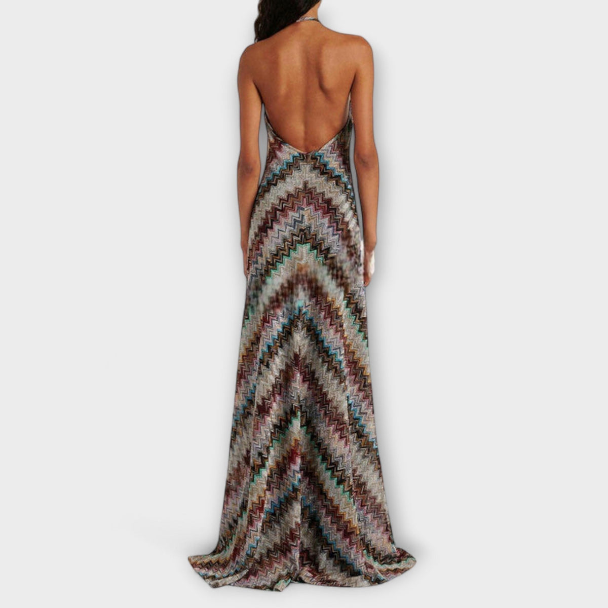 Zigzag halter knit maxi dress