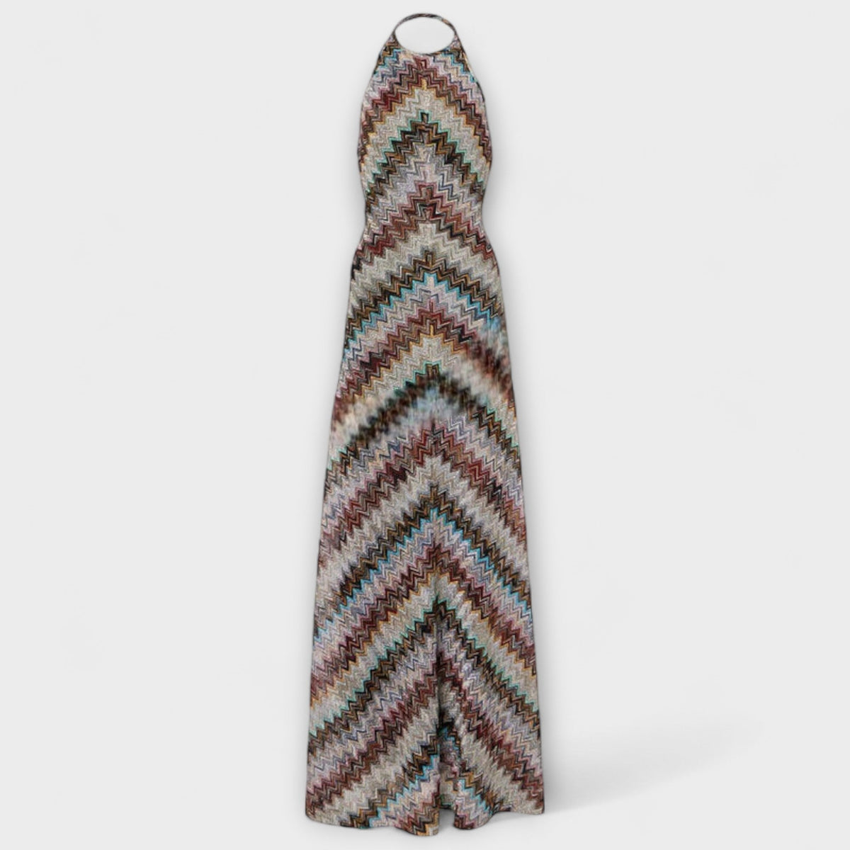Zigzag halter knit maxi dress