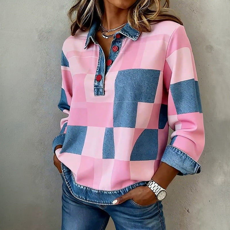 Maud | Checked Polo Sweatshirt
