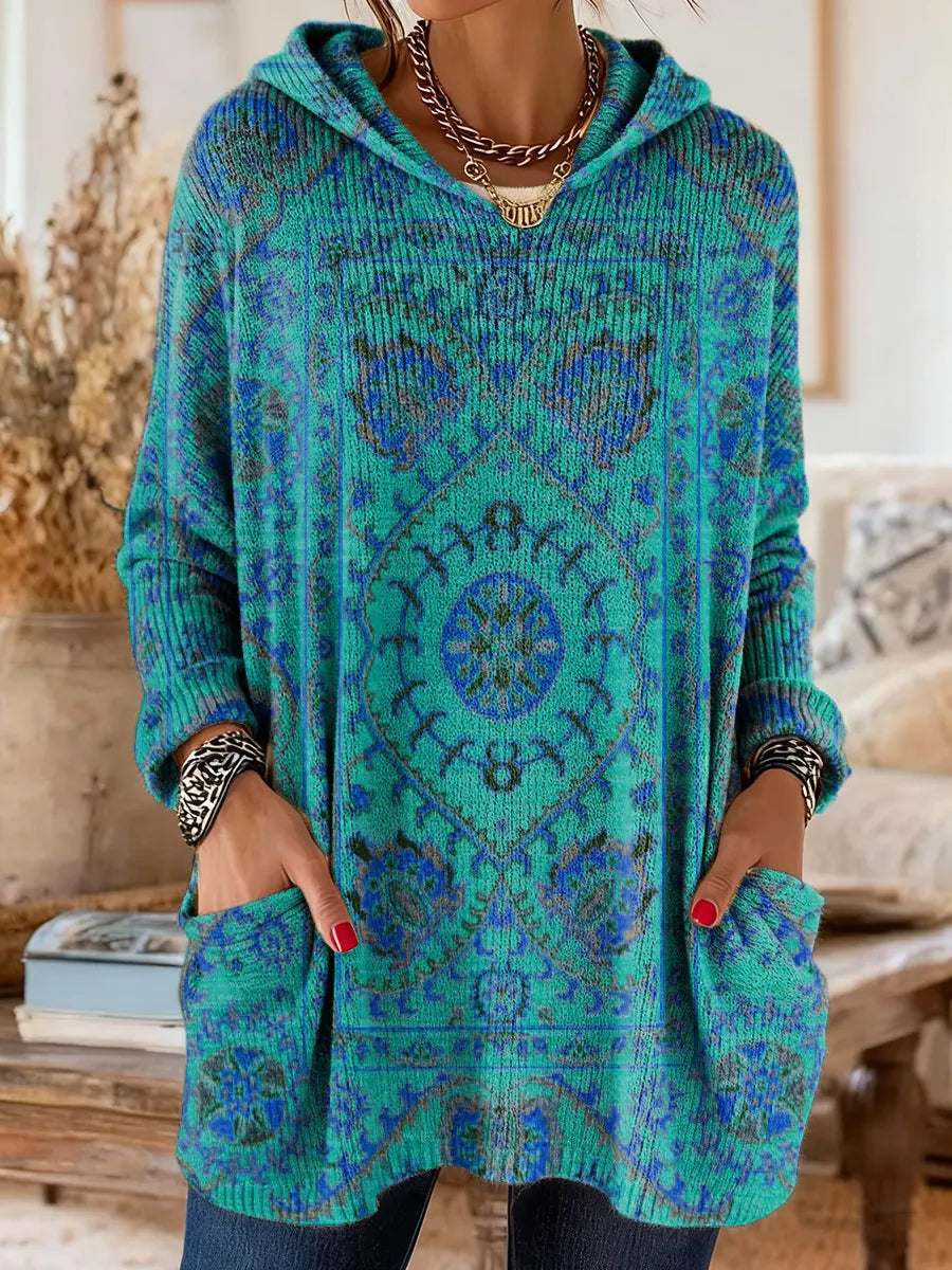 Miriam | Túnica de punto con capucha estampada