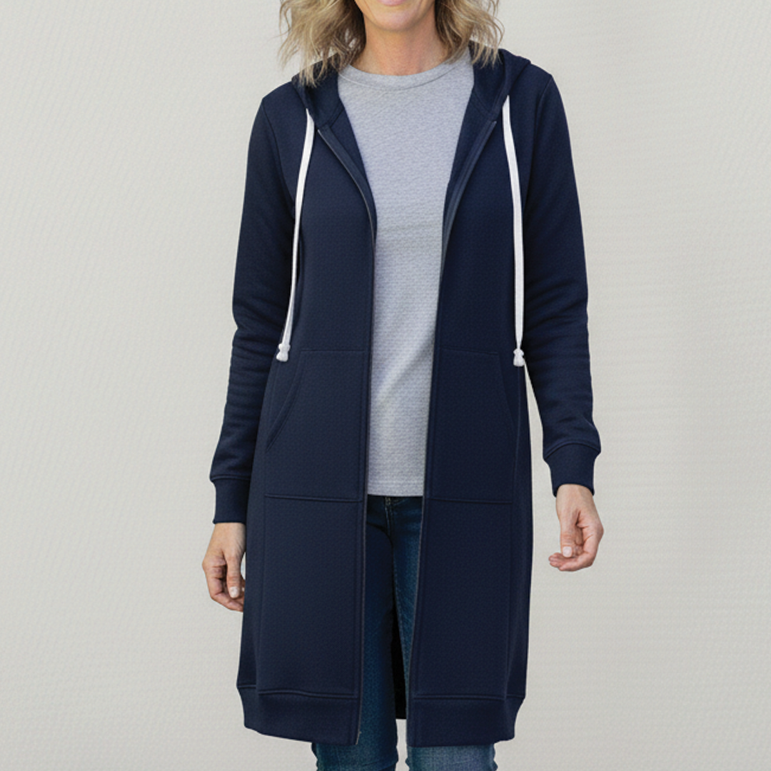 Rafaela | Sudadera larga con capucha y cremallera