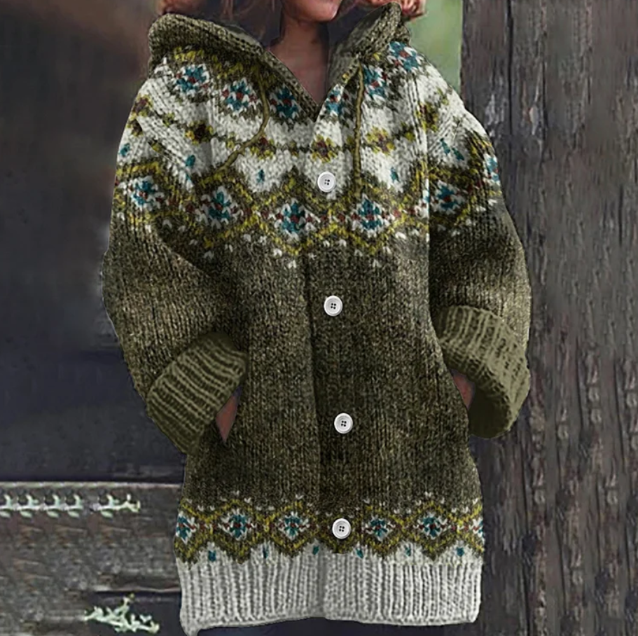 Marcella | Nordic Fair Isle Hooded Cardigan