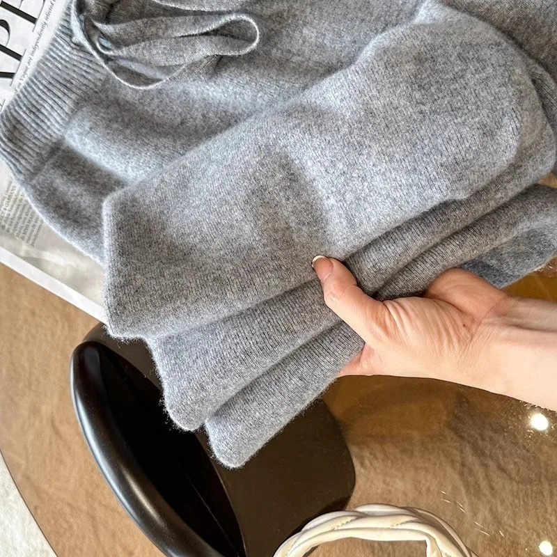 Teresa | Pantalón de punto de pernera ancha de mezcla de lana