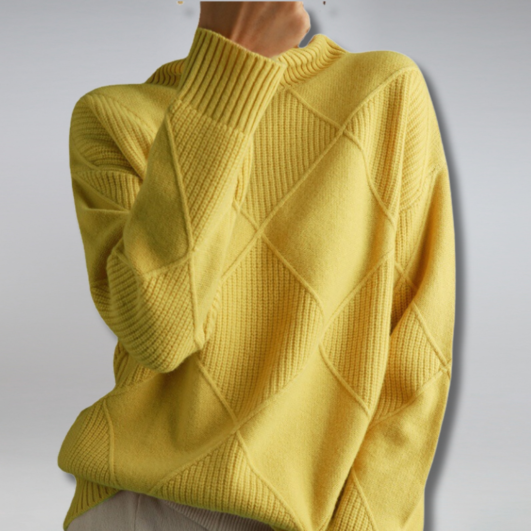 Clara | Diamond Knit Roll Neck Jumper
