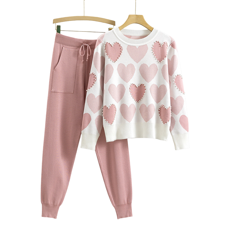 Meredith | Heart Knit Jumper and Jogger Set
