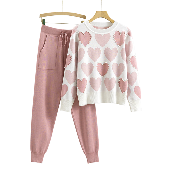 Meredith | Heart Knit Jumper and Jogger Set