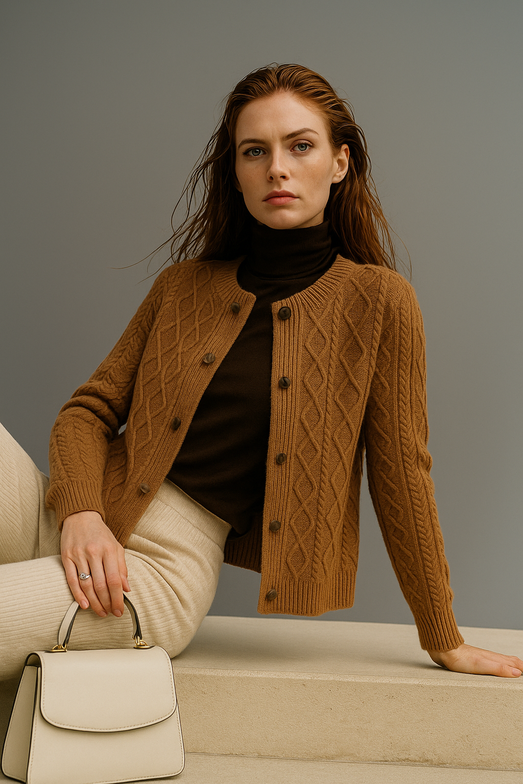 Letitia | Cable-Knit Button Cardigan