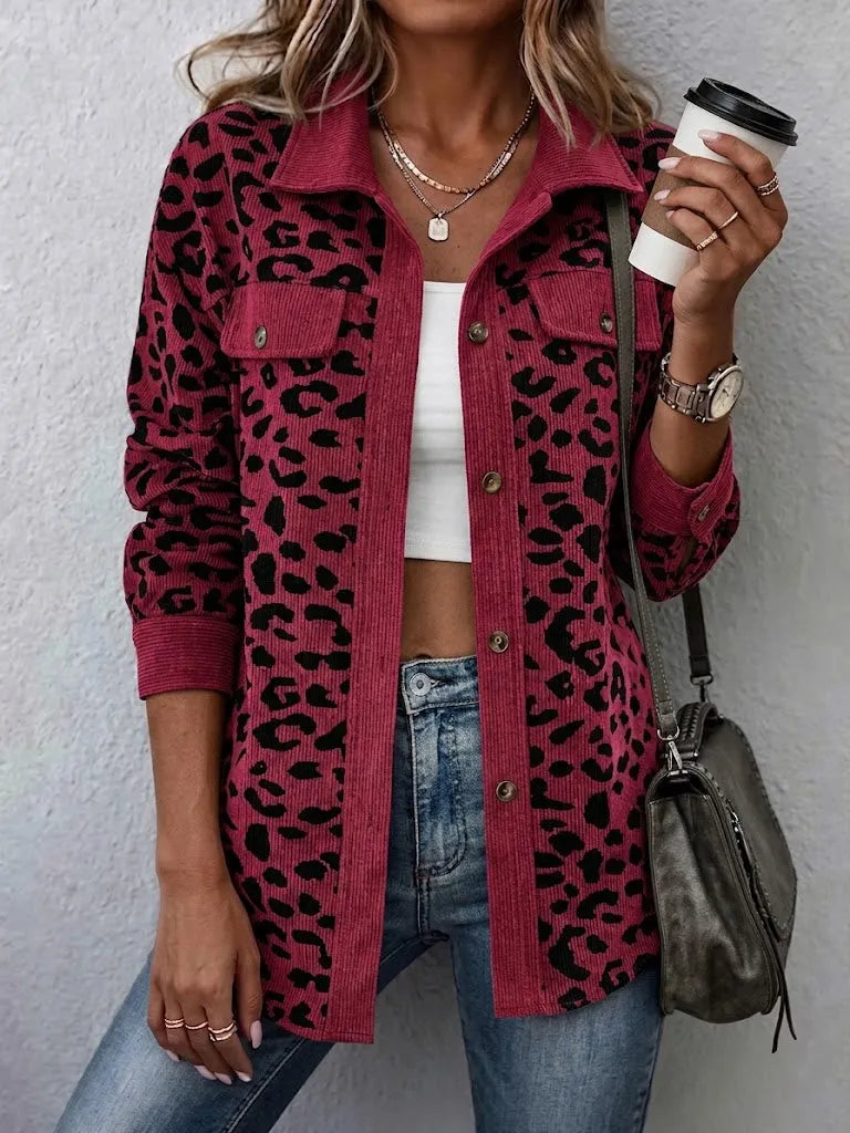 Simone | Leopard Print Corduroy Shacket