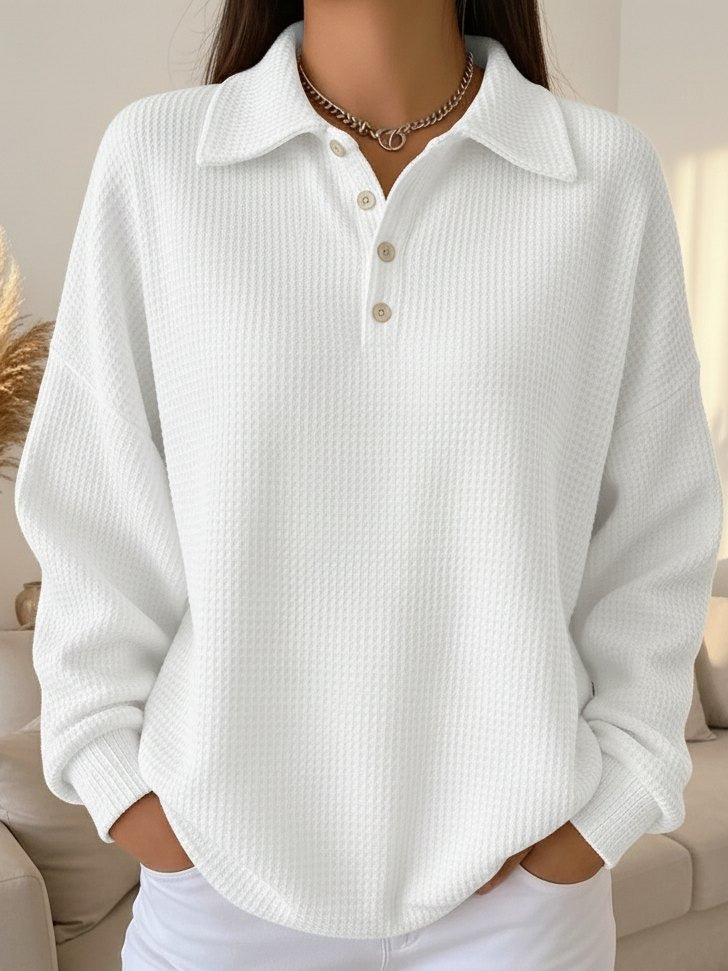 Olive | Waffle Knit Polo Top