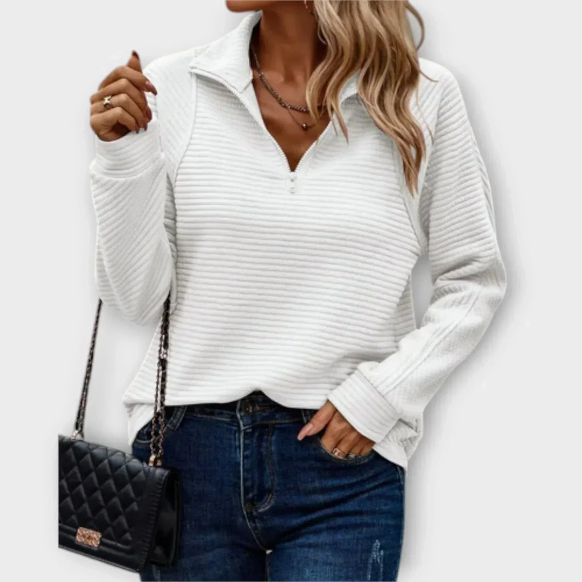 Nina | Sudadera de canalé con cremallera corta