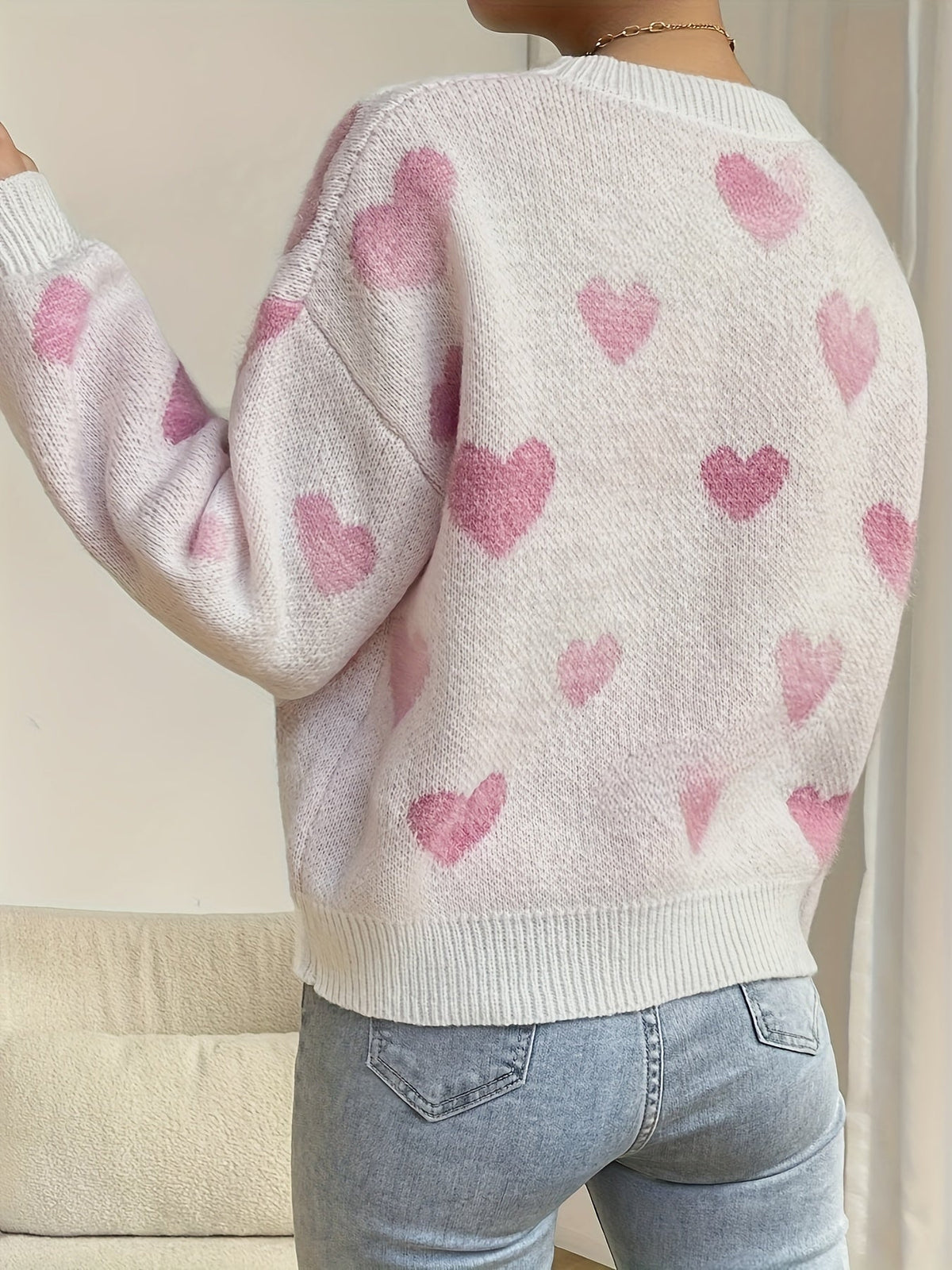 Veronica | Wool Mix Heart Knit Jumper