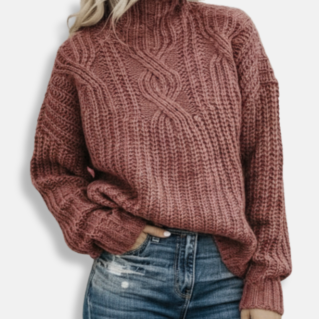Eloisa | Cable Knit High Neck Jumper