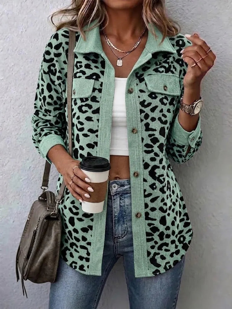 Simone | Leopard Print Corduroy Shacket