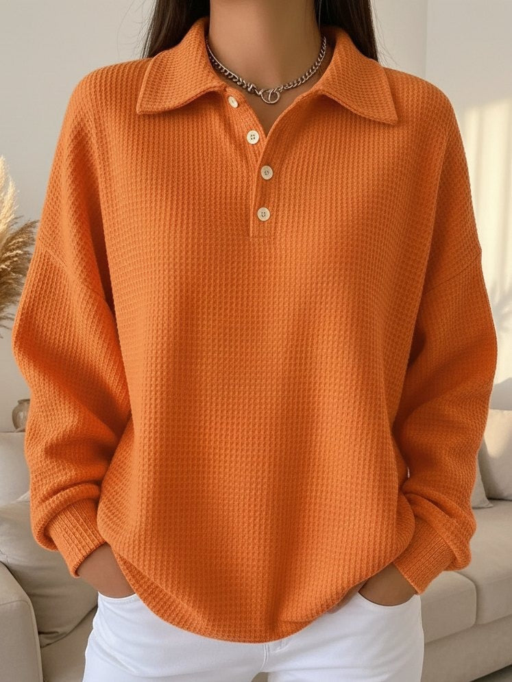 Olive | Waffle Knit Polo Top