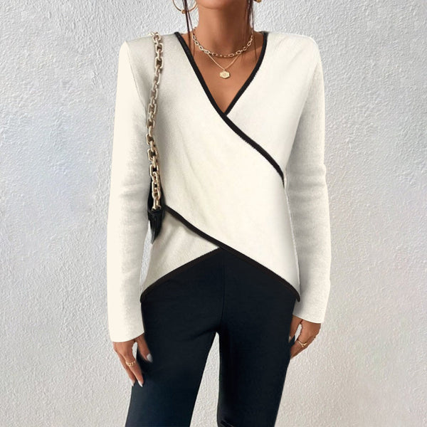Genevieve | Contrast Wrap Knit Top
