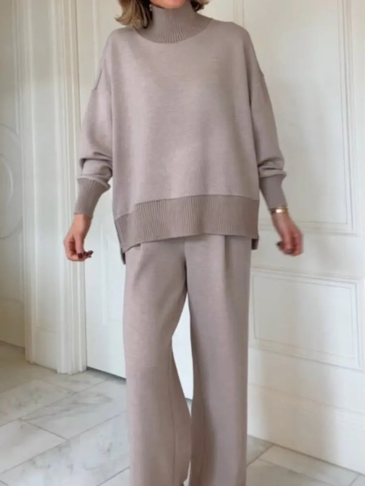Maeve | Roll Neck Knit Loungewear Set