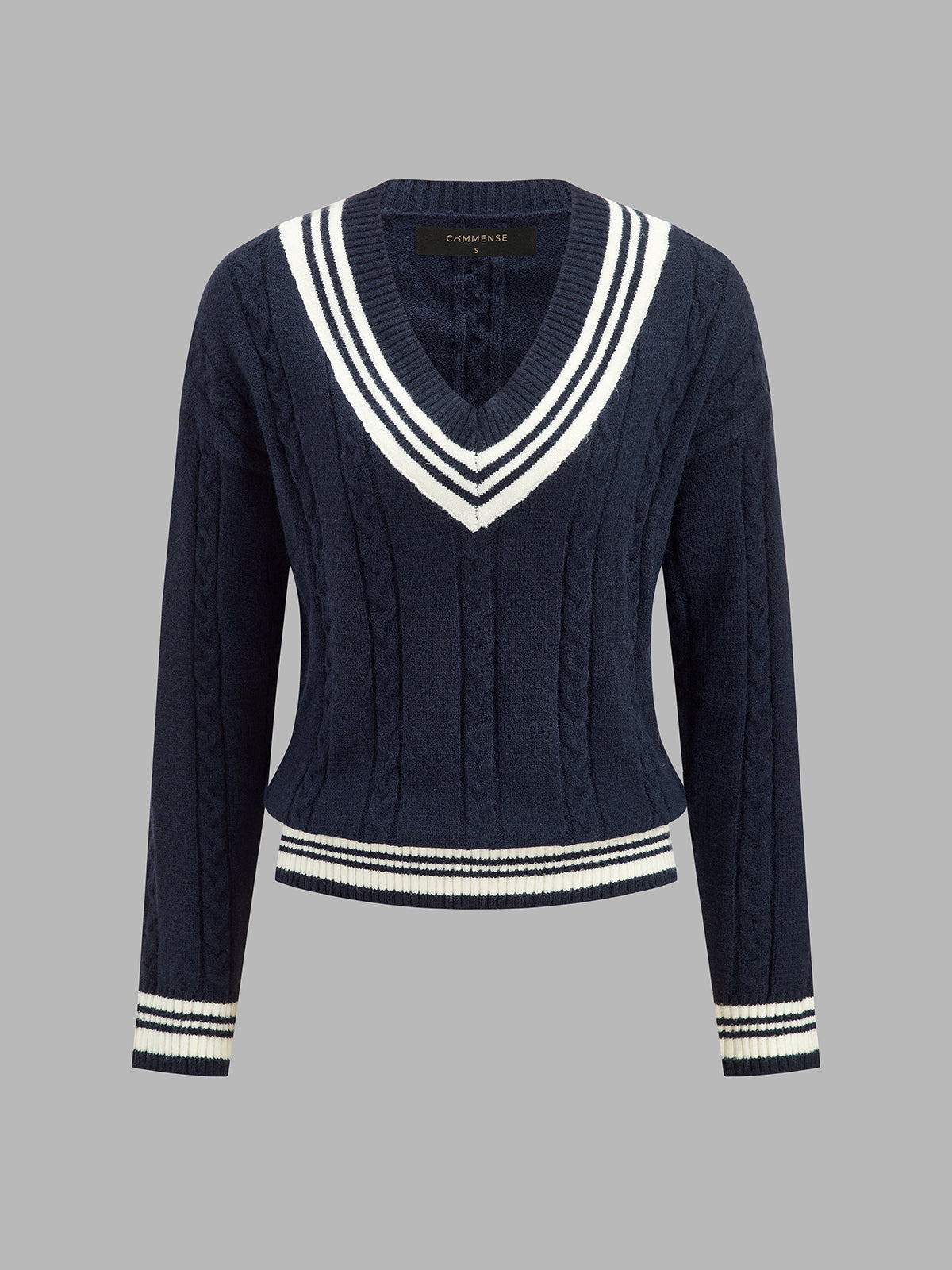 Phoebe | Jersey de críquet de punto trenzado de mezcla de lana
