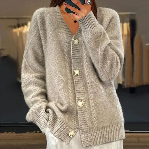 Juliet | Cable Knit V-Neck Cardigan