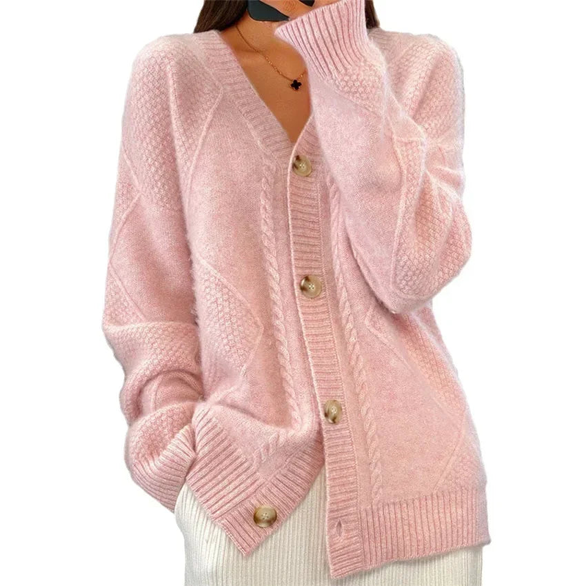 Juliet | Cable Knit V-Neck Cardigan