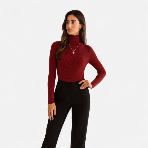 Ava | Jersey de cuello alto, de canalé, ajustado