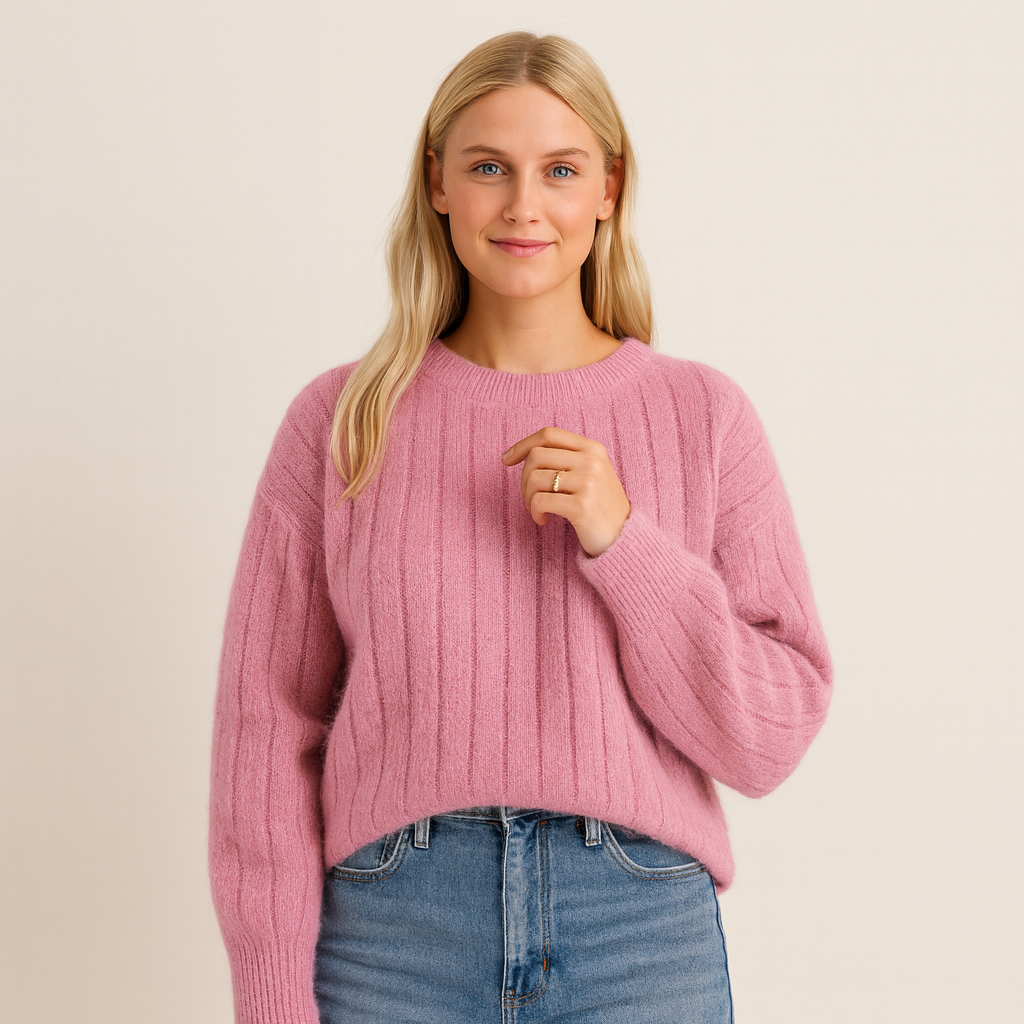 Delia | Jersey Acanalado Cuello Redondo