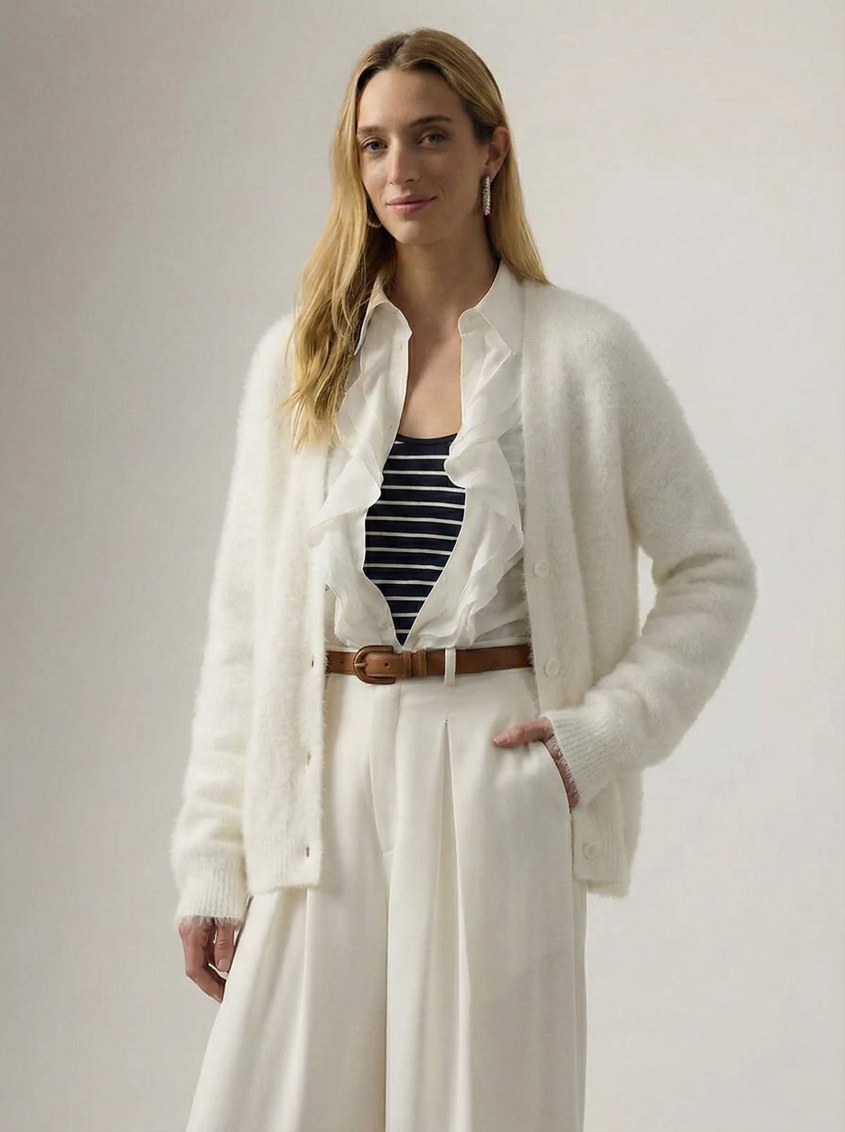 Ernestine | Fluffy V-Neck Button Cardigan