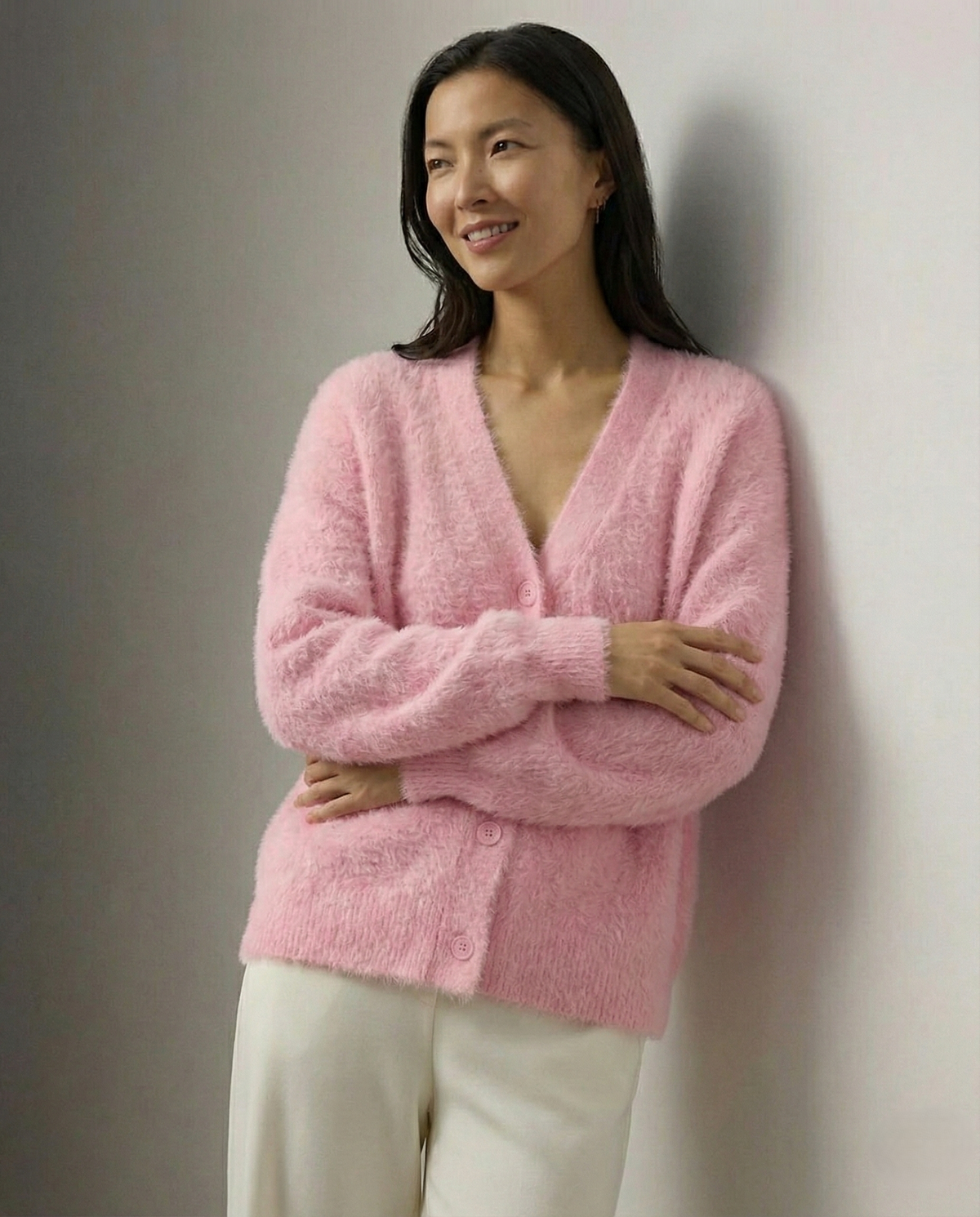 Ernestine | Fluffy V-Neck Button Cardigan