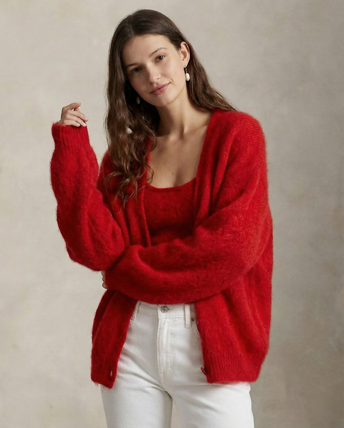 Ernestine | Fluffy V-Neck Button Cardigan