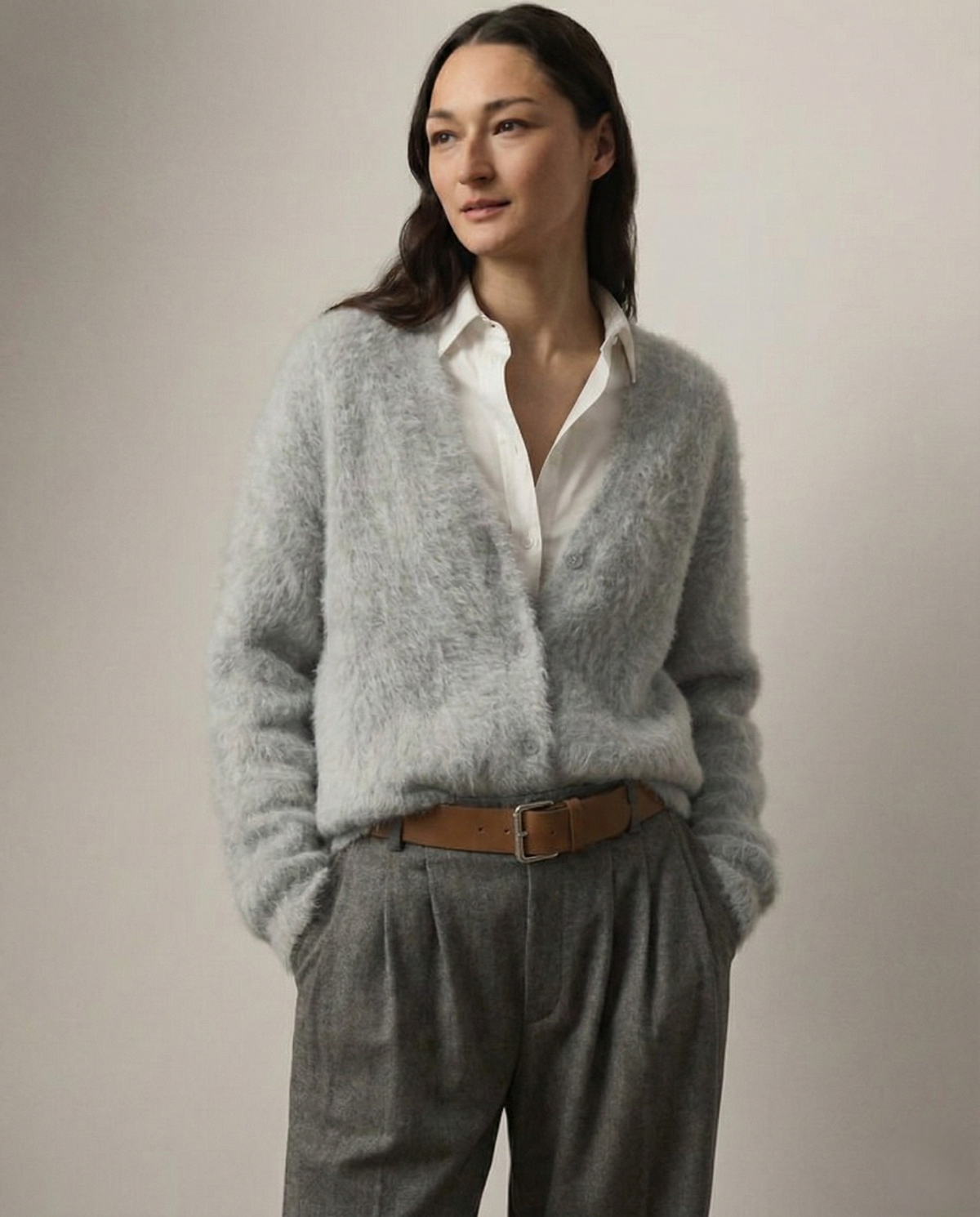 Ernestine | Fluffy V-Neck Button Cardigan