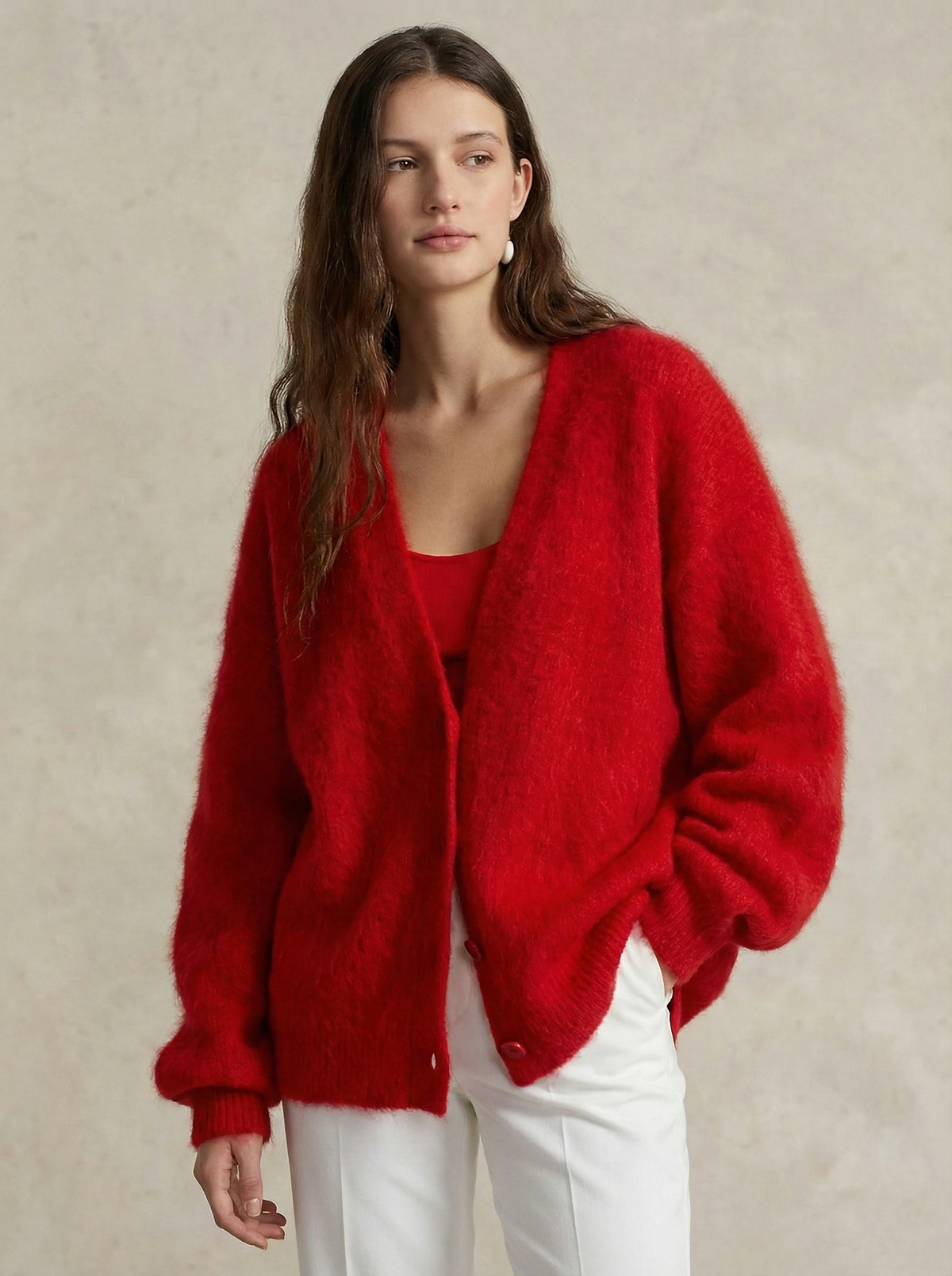 Ernestine | Fluffy V-Neck Button Cardigan