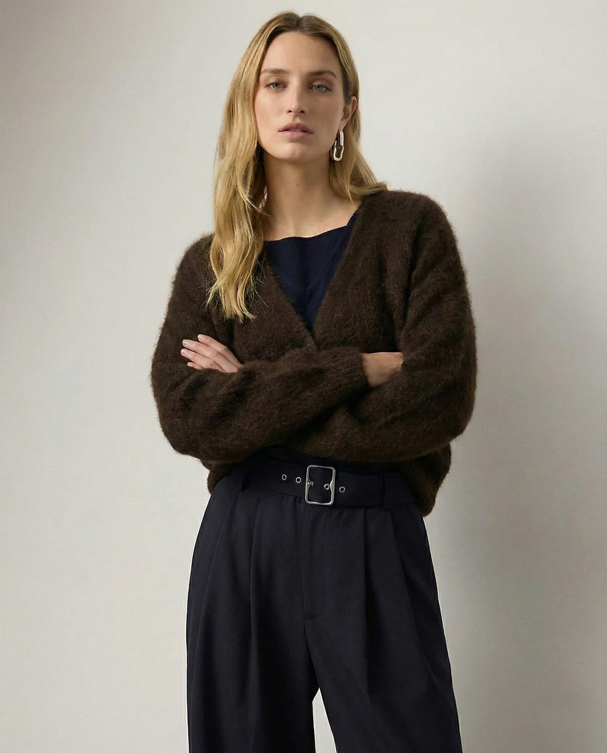Ernestine | Fluffy V-Neck Button Cardigan