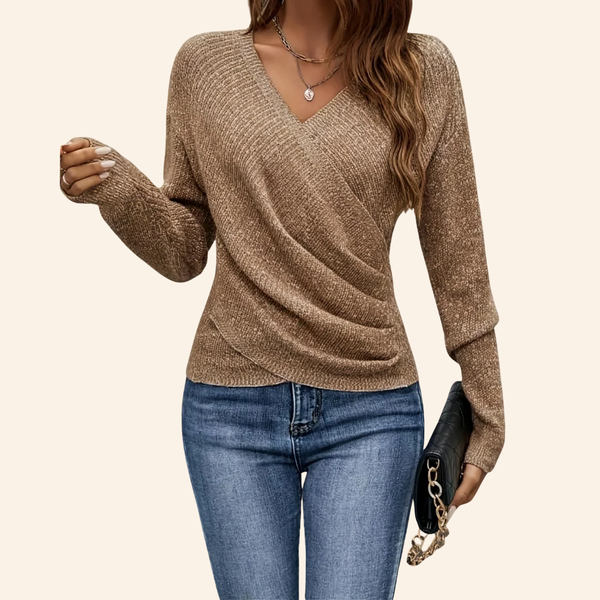 Olivia | Wool Blend Wrap Knit Top