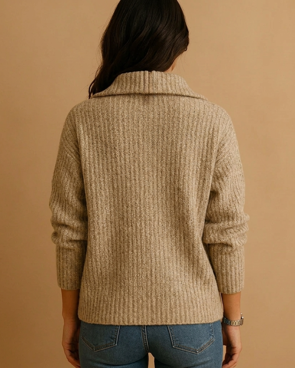 Octavia | Ribbed Half Zip Jumper