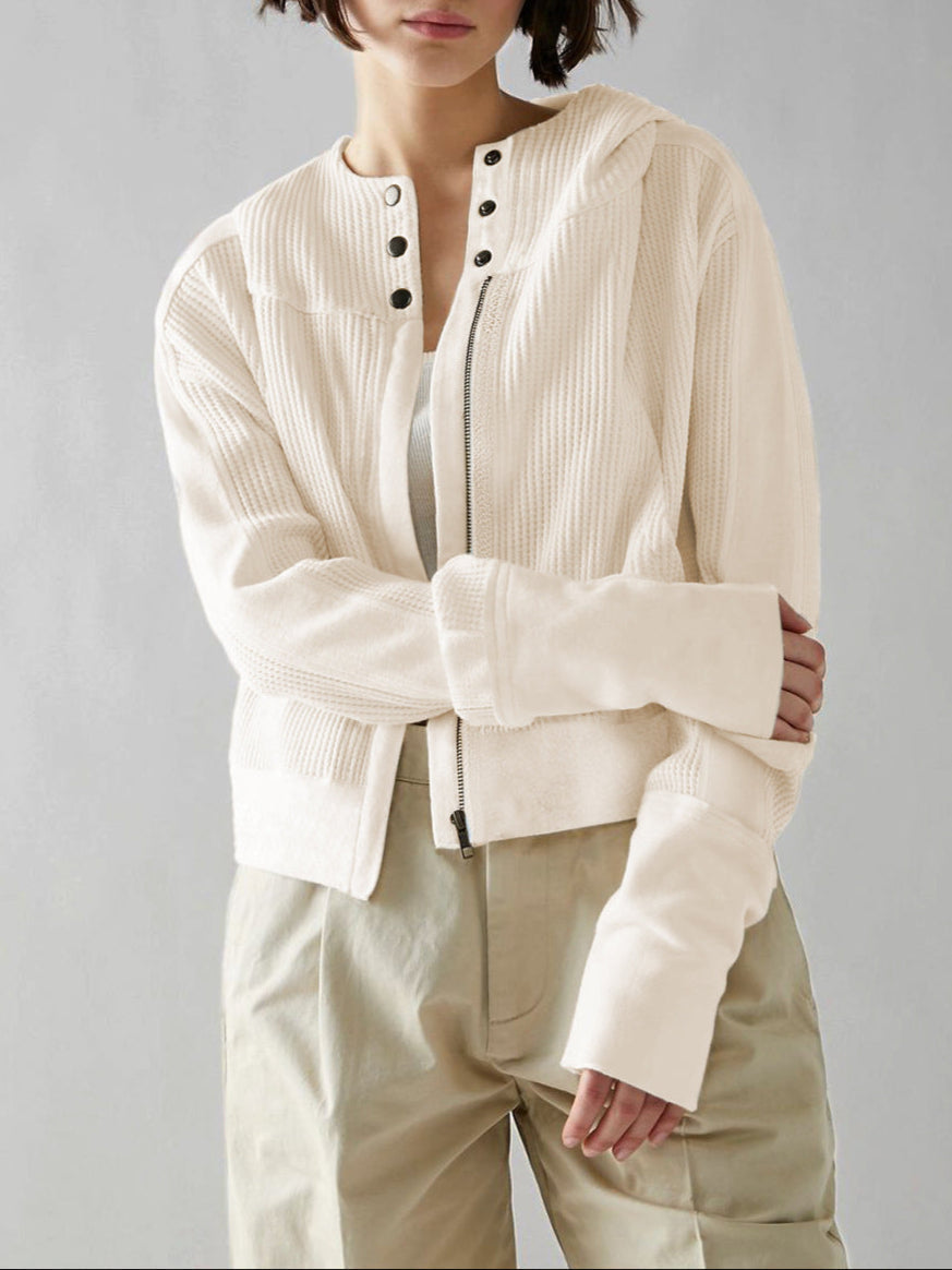 Mariel | Sudadera con capucha de punto gofre y cremallera