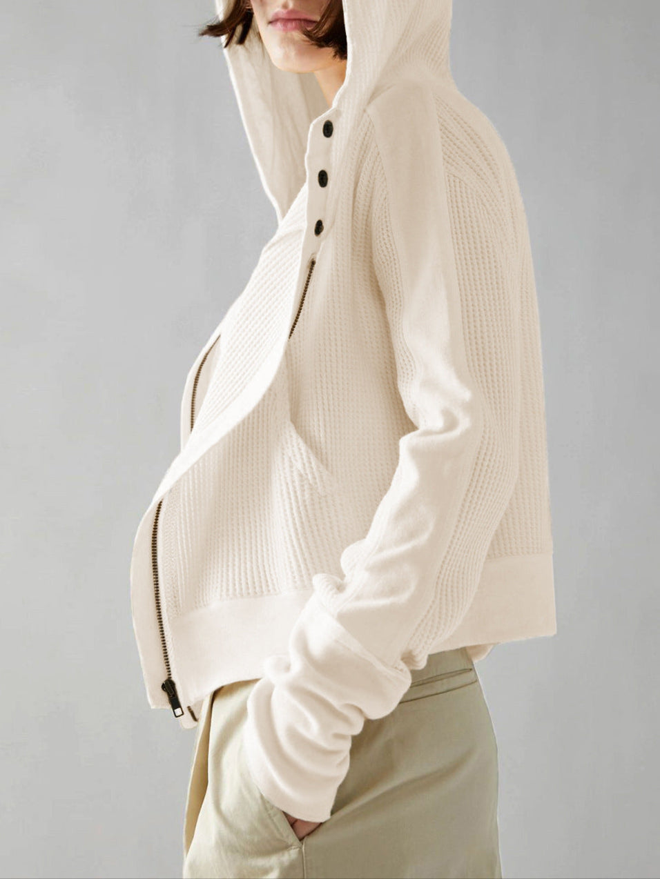 Mariel | Sudadera con capucha de punto gofre y cremallera